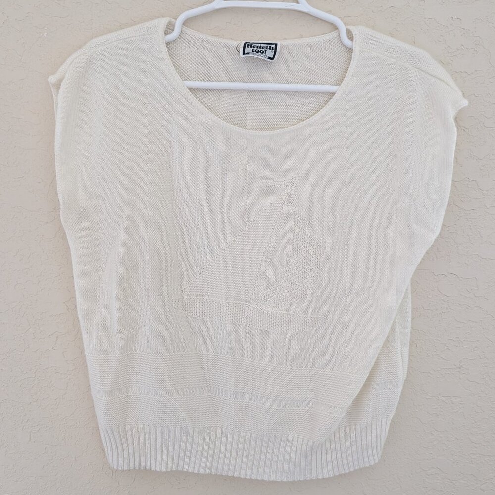 Vintage Kenneth Too Sailboat Sweater Vest Made in USA